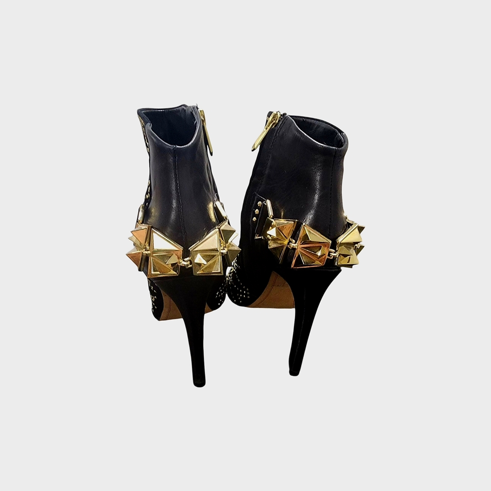 Sold!!!am Edelman sz.6 Studded Black and Gold Leather/Suede Women's Ankle Boots - Picture 6 of 16